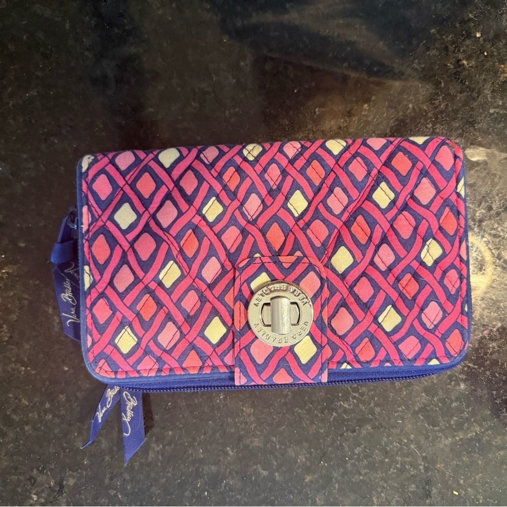 Vera Bradley Pink and Purple Geometric Wallet